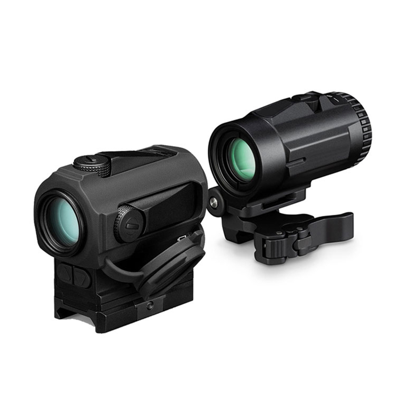 Tactical 3X Forstørrelsesglas Kikkert Optik Jagtkikkertsigter Red Dot Sigte med QD-montering til 20 mm riffelgeværskinne